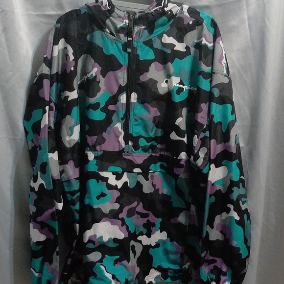Champion Mens Windbreaker - Black, Purple, Teal Camo - Picture 1 of 5